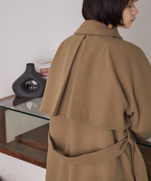 Fashion Letter(ファッションレター)の「アレンジカラー フラップロングコート(ステンカラーコート・レディース・アイボリー/キャメル/ブラウン・M)」の12枚目の写真