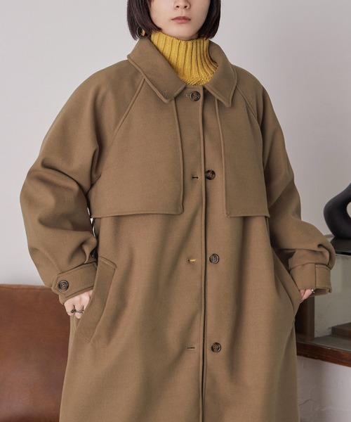 Fashion Letter(ファッションレター)の「アレンジカラー フラップロングコート(ステンカラーコート・レディース・アイボリー/キャメル/ブラウン・M)」の13枚目の写真