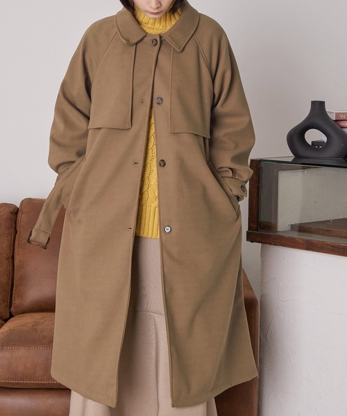 Fashion Letter(ファッションレター)の「アレンジカラー フラップロングコート(ステンカラーコート・レディース・アイボリー/キャメル/ブラウン・M)」の14枚目の写真