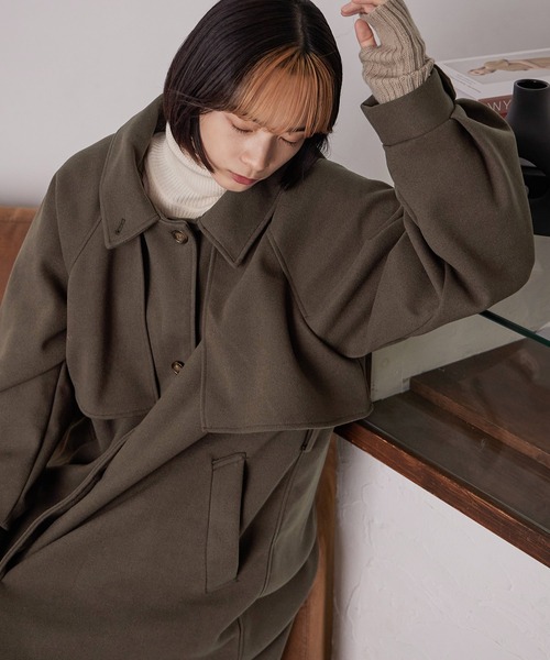 Fashion Letter(ファッションレター)の「アレンジカラー フラップロングコート(ステンカラーコート・レディース・アイボリー/キャメル/ブラウン・M)」の19枚目の写真