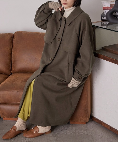 Fashion Letter(ファッションレター)の「アレンジカラー フラップロングコート(ステンカラーコート・レディース・アイボリー/キャメル/ブラウン・M)」の20枚目の写真