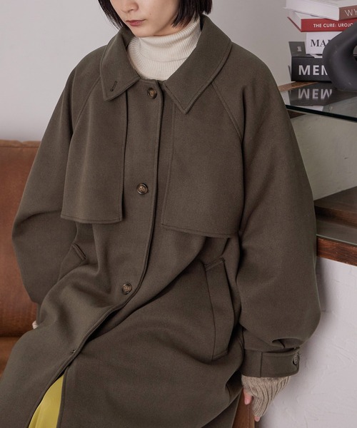 Fashion Letter(ファッションレター)の「アレンジカラー フラップロングコート(ステンカラーコート・レディース・アイボリー/キャメル/ブラウン・M)」の21枚目の写真