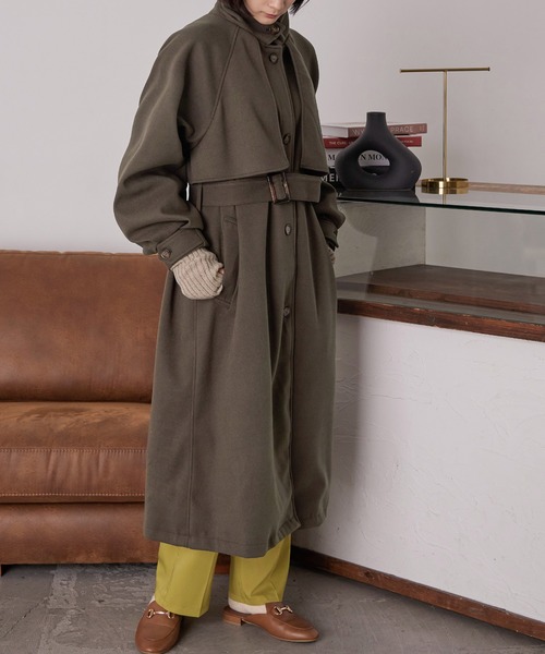 Fashion Letter(ファッションレター)の「アレンジカラー フラップロングコート(ステンカラーコート・レディース・アイボリー/キャメル/ブラウン・M)」の22枚目の写真