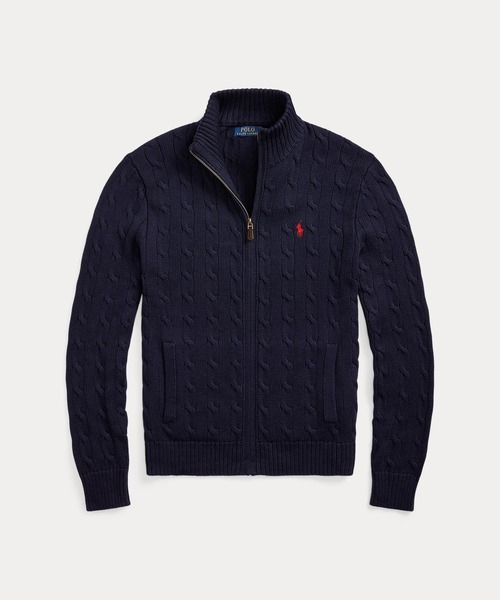 ケーブルニット コットン フルジップ セーター（ニット/セーター