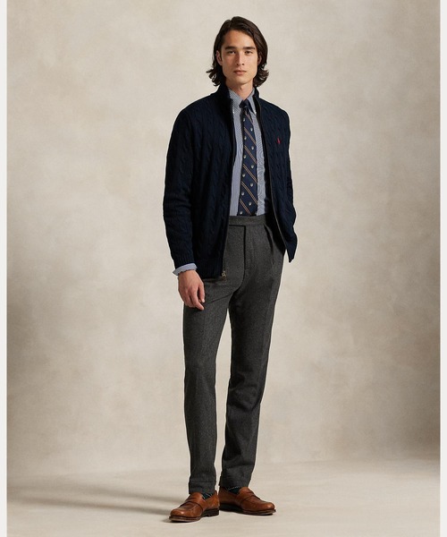 higepio ] POLO RLケーブルニット フルジップセーター ケーブルニット