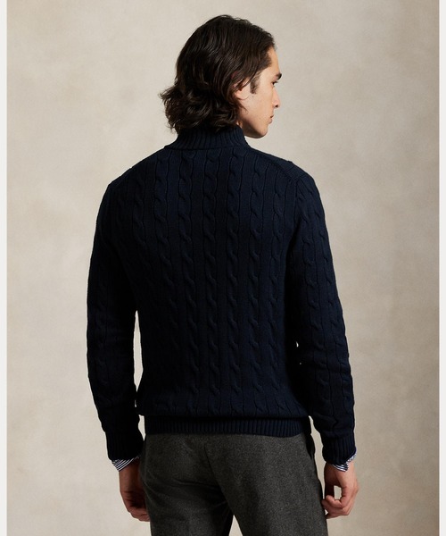 ケーブルニット コットン フルジップ セーター（ニット/セーター