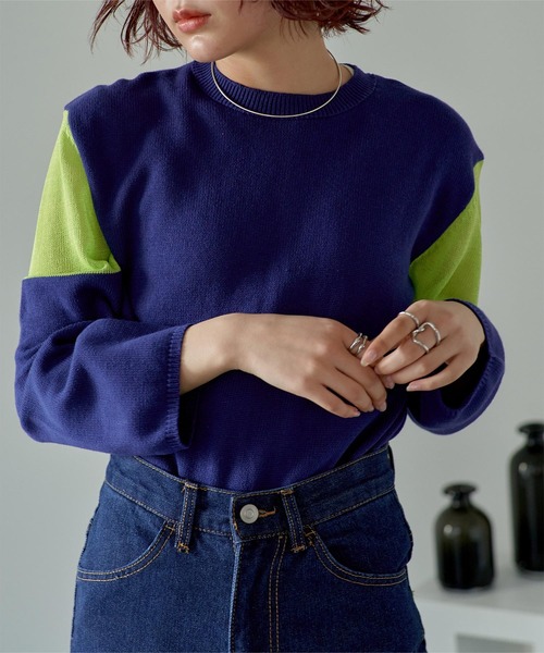 miette（ミエット）の「シアー切替スリーブニット（ニット/セーター