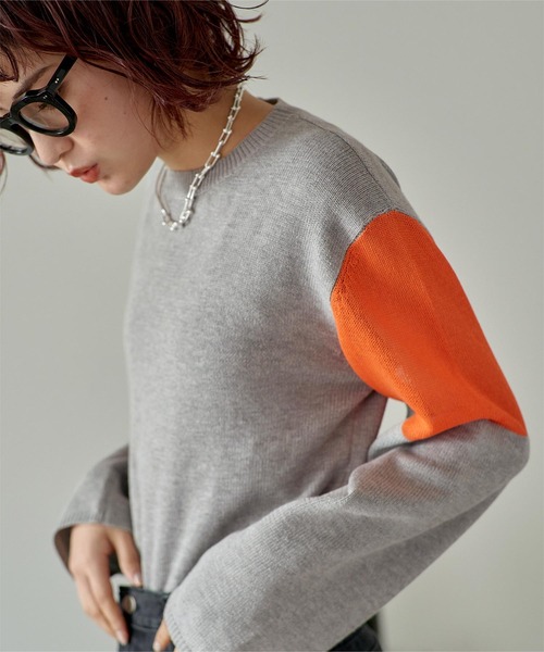 miette（ミエット）の「シアー切替スリーブニット（ニット/セーター・レディース・ブラック/グレー/ネイビー/チャコール/カーキ/アイボリー・FREE）」の21枚目の写真