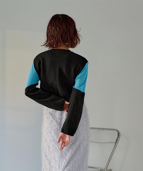 miette（ミエット）の「シアー切替スリーブニット（ニット/セーター・レディース・ブラック/グレー/ネイビー/チャコール/カーキ/アイボリー・FREE）」の20枚目の写真