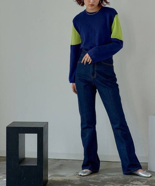 miette（ミエット）の「シアー切替スリーブニット（ニット/セーター