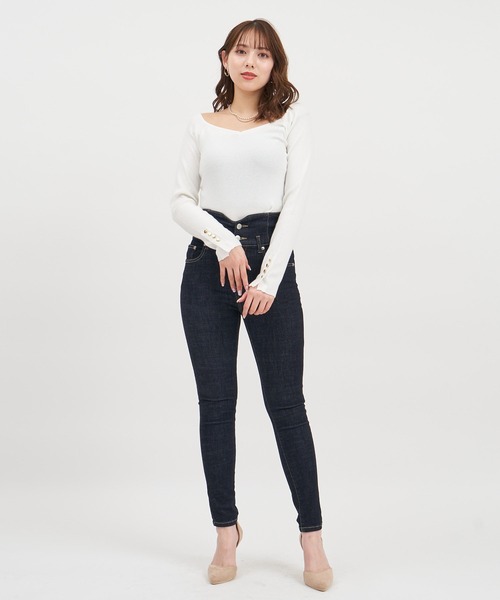 ROYAL PARTY(ロイヤルパーティー)の「ウォッシャブルオープンネック長袖リブニットトップス(ニット/セーター・レディース・ピンク/オレンジ/その他1/ブラック/オフホワイト・FREE)」の22枚目の写真