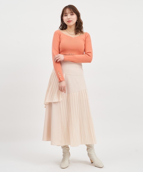 ROYAL PARTY(ロイヤルパーティー)の「ウォッシャブルオープンネック長袖リブニットトップス(ニット/セーター・レディース・ピンク/オレンジ/その他1/ブラック/オフホワイト・FREE)」の20枚目の写真