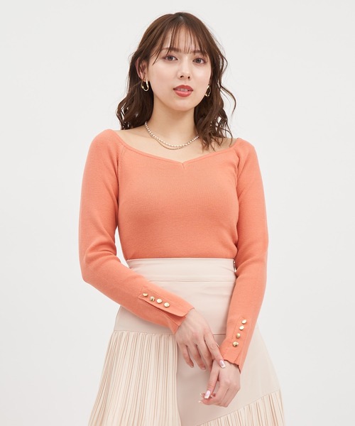 ROYAL PARTY(ロイヤルパーティー)の「ウォッシャブルオープンネック長袖リブニットトップス(ニット/セーター・レディース・ピンク/オレンジ/その他1/ブラック/オフホワイト・FREE)」の19枚目の写真