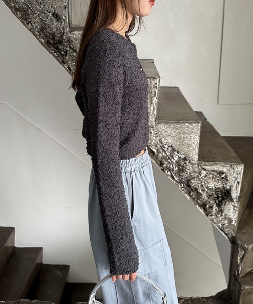 EPIMI E'PIMMY(エピミエピミー)の「【ハンドウォッシャブル】カールヤーンコンパクトクルーカーディガン(カーディガン/ボレロ・レディース・ピンク/カラフル/オフホワイト/ブルー/グレー/ワインレッド・MEDIUM)」の16枚目の写真