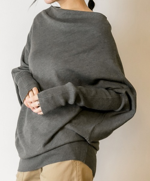 Felt-Maglietta（フェルトマリエッタ）の「変形ボトルネックアシメニット（ニット/セーター・レディース・ブラック/チャコールグレー・LL～3L/M-L）」の6枚目の写真