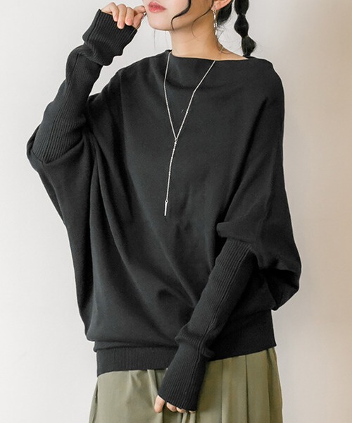 Felt-Maglietta（フェルトマリエッタ）の「変形ボトルネックアシメニット（ニット/セーター・レディース・ブラック/チャコールグレー・LL～3L/M-L）」の10枚目の写真