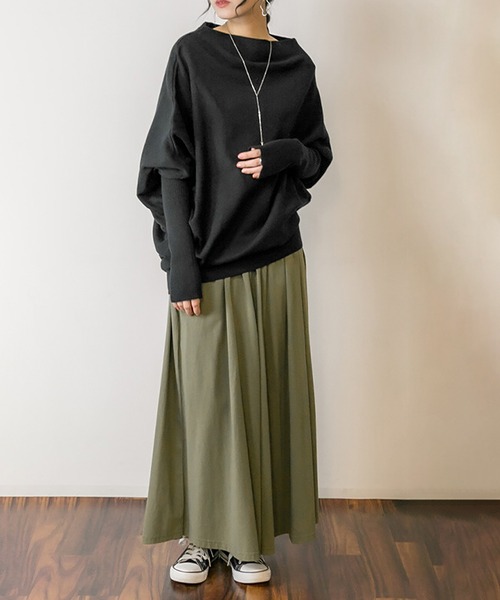 Felt-Maglietta（フェルトマリエッタ）の「変形ボトルネックアシメニット（ニット/セーター・レディース・ブラック/チャコールグレー・LL～3L/M-L）」の12枚目の写真