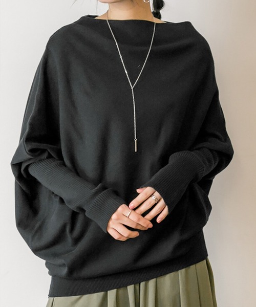 Felt-Maglietta（フェルトマリエッタ）の「変形ボトルネックアシメニット（ニット/セーター・レディース・ブラック/チャコールグレー・LL～3L/M-L）」の14枚目の写真