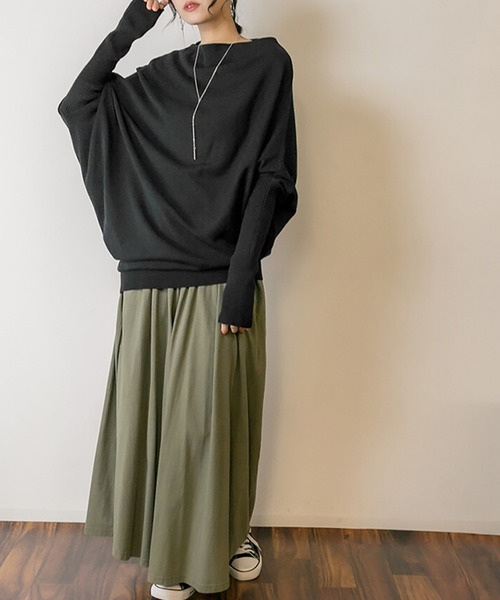 Felt-Maglietta（フェルトマリエッタ）の「変形ボトルネックアシメニット（ニット/セーター・レディース・ブラック/チャコールグレー・LL～3L/M-L）」の17枚目の写真