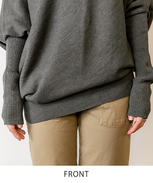 Felt-Maglietta（フェルトマリエッタ）の「変形ボトルネックアシメニット（ニット/セーター・レディース・ブラック/チャコールグレー・LL～3L/M-L）」の20枚目の写真