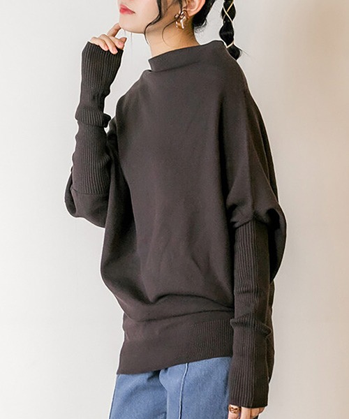 Felt-Maglietta（フェルトマリエッタ）の「変形ボトルネックアシメニット（ニット/セーター・レディース・ブラック/チャコールグレー・LL～3L/M-L）」の4枚目の写真