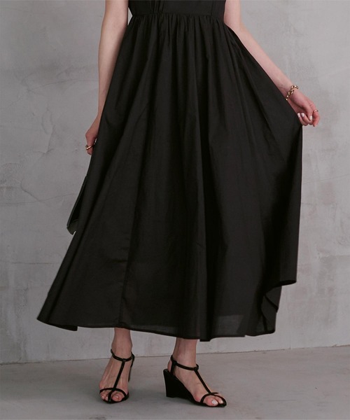 フレンチスリーブギャザーフレアワンピース