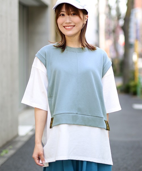 tシャツ スクエアレイヤードプルオーバー レディース スクエアレイヤードプルオーバー / Tシャツ・カットソー