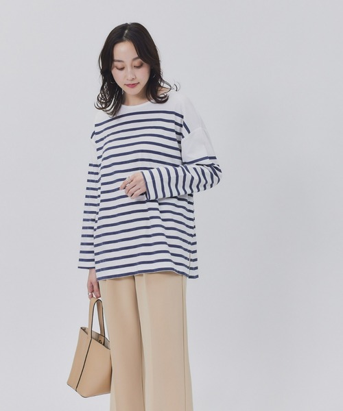 HONEYSUCKLE ROSE(ハニーサックルローズ)の「【HONEYSUCKLE ROSE】パネルボーダーロンT(Tシャツ/カットソー・レディース・ネイビー/グレー/ブラック・M/L)」の3枚目の写真