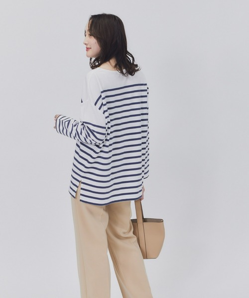 HONEYSUCKLE ROSE(ハニーサックルローズ)の「【HONEYSUCKLE ROSE】パネルボーダーロンT(Tシャツ/カットソー・レディース・ネイビー/グレー/ブラック・M/L)」の8枚目の写真