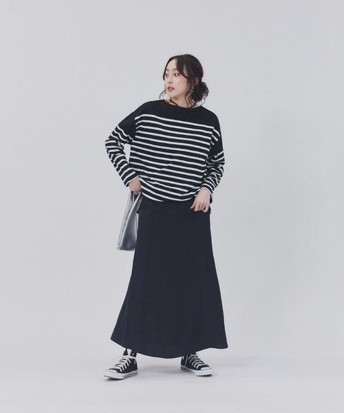 HONEYSUCKLE ROSE(ハニーサックルローズ)の「【HONEYSUCKLE ROSE】パネルボーダーロンT(Tシャツ/カットソー・レディース・ネイビー/グレー/ブラック・M/L)」の5枚目の写真
