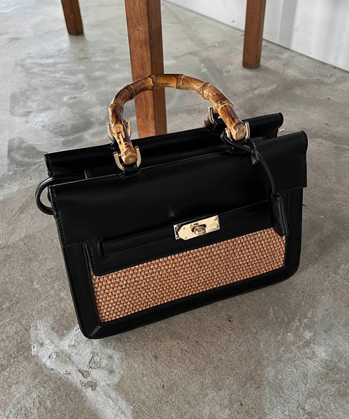 CAPRICIEUX LE'MAGE（カプリシューレマージュ）の「〈LE VERNIS/ル・ベルニ〉ザツザイMIXボストンバッグ（ハンドバッグ・レディース・ブラック/キャメル・FREE）」の10枚目の写真