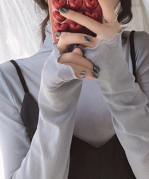 ALTROSE（アルトローズ）の「メロートップス タートルネック メロー シアー カットソー インナートップス（Tシャツ/カットソー・レディース・ホワイト/アイボリー/ブラック/グレー・FREE）」の5枚目の写真