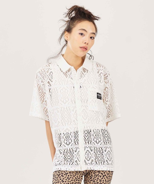 X-girl(エックスガール)の「CROCHET SHIRT(シャツ/ブラウス・レディース・オフホワイト/ブルー/ブラック・S/M)」の18枚目の写真