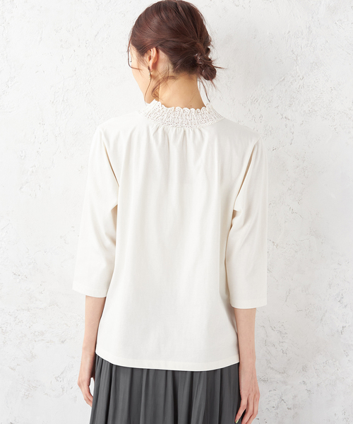 Petit Honfleur(プチオンフルール)の「レースシャーリングプルオーバー(Tシャツ/カットソー・レディース・アイボリー/サックスブルー・L/M)」の7枚目の写真