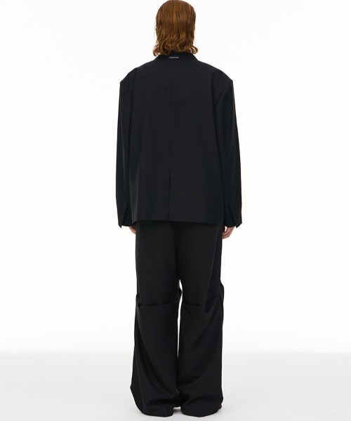 A‘gem 9(エージェムナイン)の「A'GEM/9 × .kom『MODITEC/モディテック』 ワイドシルエット ダブルカラー ジャケット(テーラードジャケット・メンズ・ブラック・M/L)」の7枚目の写真