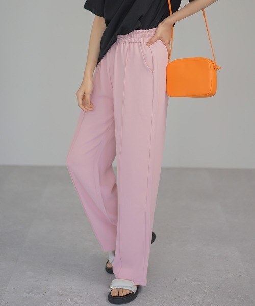 Auntie Rosa（アンティローザ）の「ハイウエストペールトーンカラートラックパンツ（その他パンツ・レディース・サックスブルー/ブラック/ライトベージュ/コーラルピンク・MEDIUM/LARGE/SMALL）」の4枚目の写真