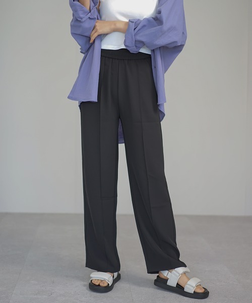 Auntie Rosa（アンティローザ）の「ハイウエストペールトーンカラートラックパンツ（その他パンツ・レディース・サックスブルー/ブラック/ライトベージュ/コーラルピンク・MEDIUM/LARGE/SMALL）」の5枚目の写真