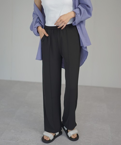 Auntie Rosa（アンティローザ）の「ハイウエストペールトーンカラートラックパンツ（その他パンツ・レディース・サックスブルー/ブラック/ライトベージュ/コーラルピンク・MEDIUM/LARGE/SMALL）」の6枚目の写真