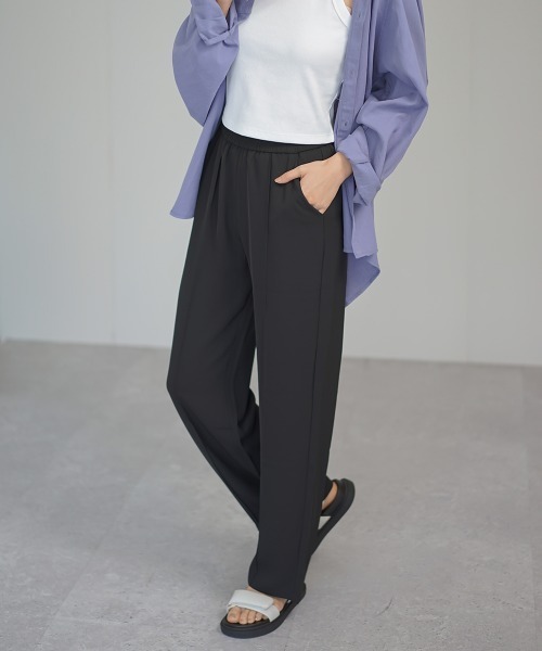 Auntie Rosa（アンティローザ）の「ハイウエストペールトーンカラートラックパンツ（その他パンツ・レディース・サックスブルー/ブラック/ライトベージュ/コーラルピンク・MEDIUM/LARGE/SMALL）」の8枚目の写真