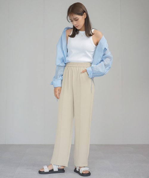 Auntie Rosa（アンティローザ）の「ハイウエストペールトーンカラートラックパンツ（その他パンツ・レディース・サックスブルー/ブラック/ライトベージュ/コーラルピンク・MEDIUM/LARGE/SMALL）」の15枚目の写真