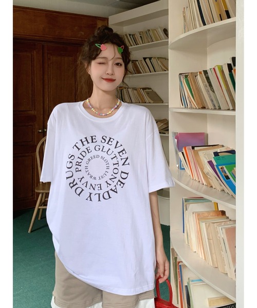 DEVICE（デバイス）の「《即納》サークルロゴ ビッグシルエット Tシャツ オーバーサイズ コットン100%（Tシャツ/カットソー・メンズ・ホワイト・FREE）」の8枚目の写真