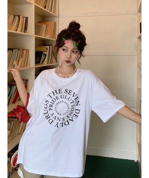 DEVICE（デバイス）の「《即納》サークルロゴ ビッグシルエット Tシャツ オーバーサイズ コットン100%（Tシャツ/カットソー・メンズ・ホワイト・FREE）」の6枚目の写真