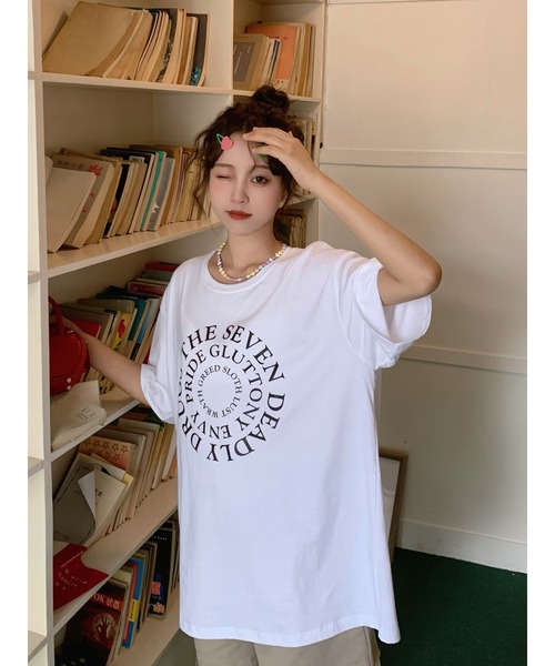 DEVICE（デバイス）の「《即納》サークルロゴ ビッグシルエット Tシャツ オーバーサイズ コットン100%（Tシャツ/カットソー・メンズ・ホワイト・FREE）」の9枚目の写真