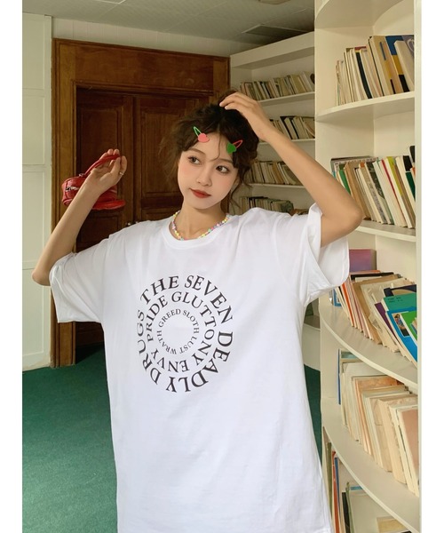 DEVICE（デバイス）の「《即納》サークルロゴ ビッグシルエット Tシャツ オーバーサイズ コットン100%（Tシャツ/カットソー・メンズ・ホワイト・FREE）」の5枚目の写真