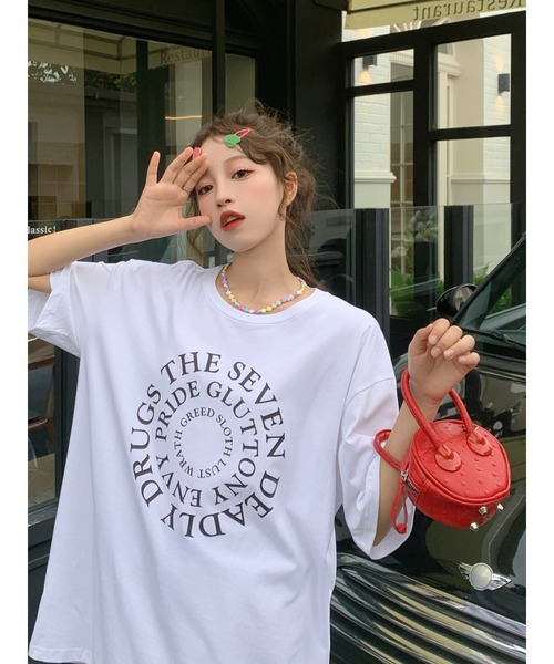 DEVICE（デバイス）の「《即納》サークルロゴ ビッグシルエット Tシャツ オーバーサイズ コットン100%（Tシャツ/カットソー・メンズ・ホワイト・FREE）」の4枚目の写真