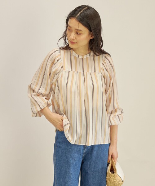 ★専用です★美品★大きいサイズ 23区 シアーストライプブラウス ４４ シアーストライプレースブラウス