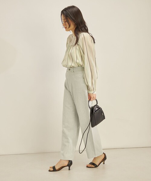 SHIPS 前後2WAYシアーブラウス ストライプ ブルー 完売色 SHIPS｜<手洗い可能>前後 2WAY シアー ストライプ ブラウス