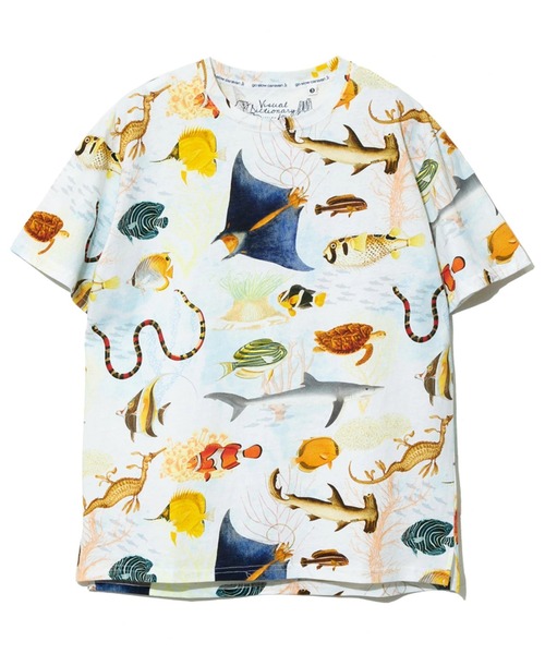 go slow caravan(ゴースローキャラバン)の「総柄図鑑TEE(Tシャツ/カットソー・メンズ・その他1/サックスブルー/ブラック/アイボリー/ブラック系その他2/ナチュラル・MEDIUM/X-LARGE/LARGE)」の5枚目の写真