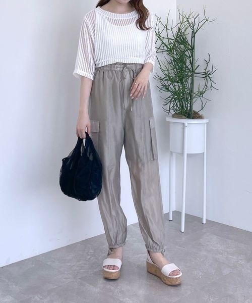 mysty woman（ミスティウーマン）の「メッシュプルオーバータンクSET　906159（Tシャツ/カットソー・レディース・ブラック/ライトベージュ/オフホワイト・FREE）」の10枚目の写真