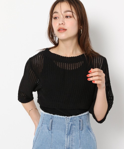 mysty woman（ミスティウーマン）の「メッシュプルオーバータンクSET　906159（Tシャツ/カットソー・レディース・ブラック/ライトベージュ/オフホワイト・FREE）」の5枚目の写真
